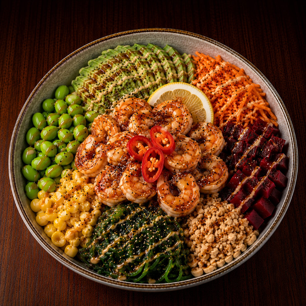 Poke Bowl mit Garnelen