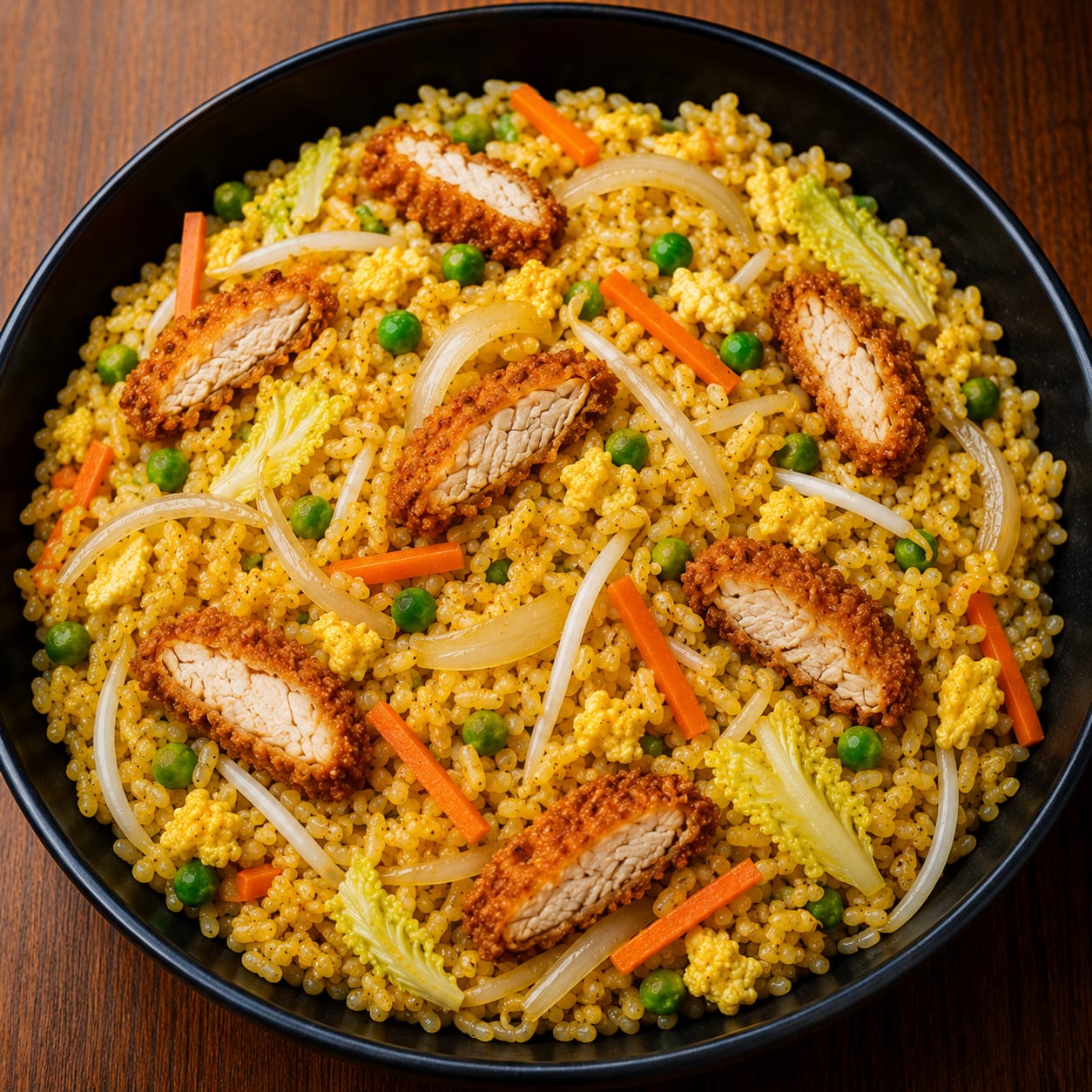 Gebratener Reis mit crispy Hähnchen